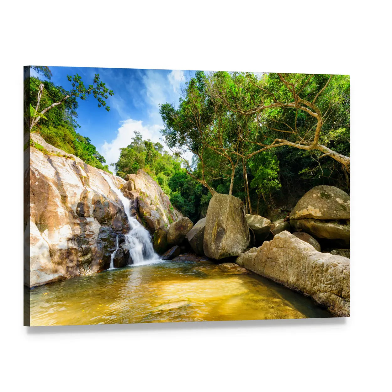 Hin Lad Waterfall Canvas Wall Art, single panel gallery wrapped canvas, angled product view