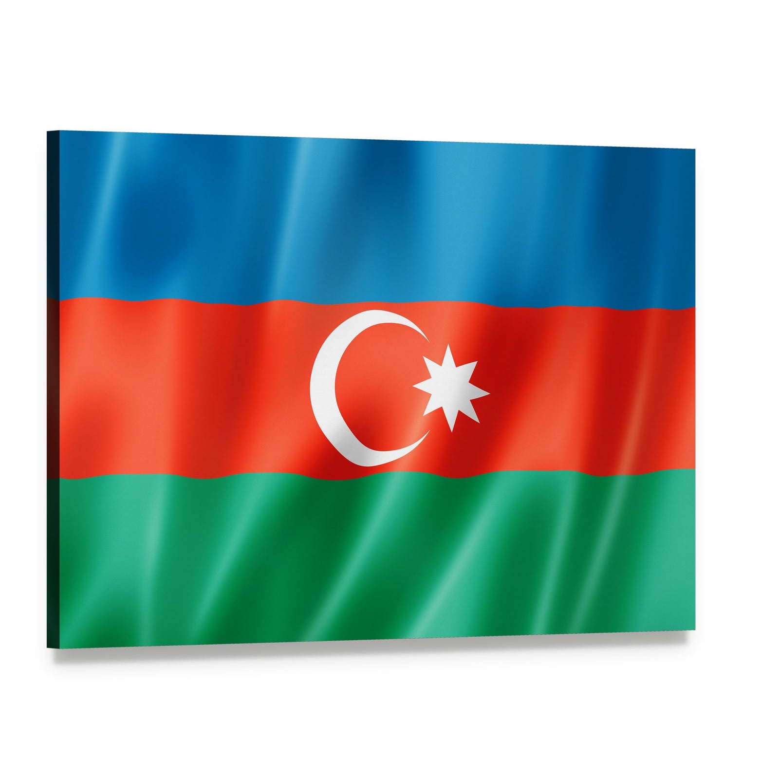 Azerbaijan Flag Canvas Wall Art, single panel gallery wrapped canvas, angled product view