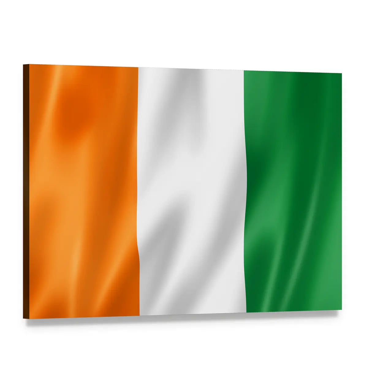 Ivory Coast Flag with Wavy Texture Canvas Wall Art, single panel gallery wrapped canvas, angled product view