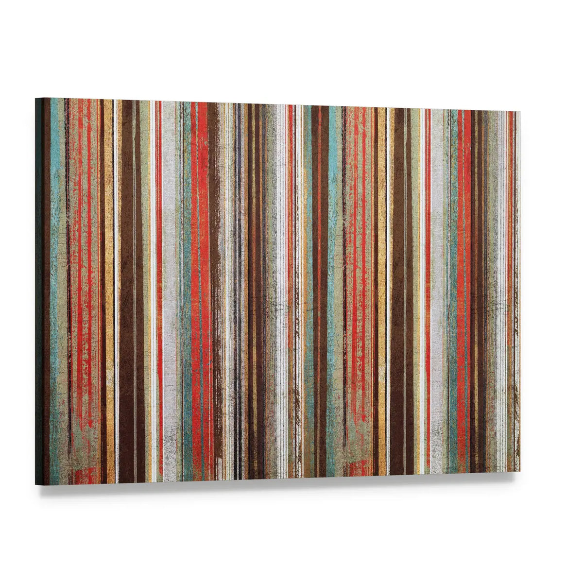 Vintage Shabby Striped Wallpaper Canvas Wall Art, single panel gallery wrapped canvas, angled product view