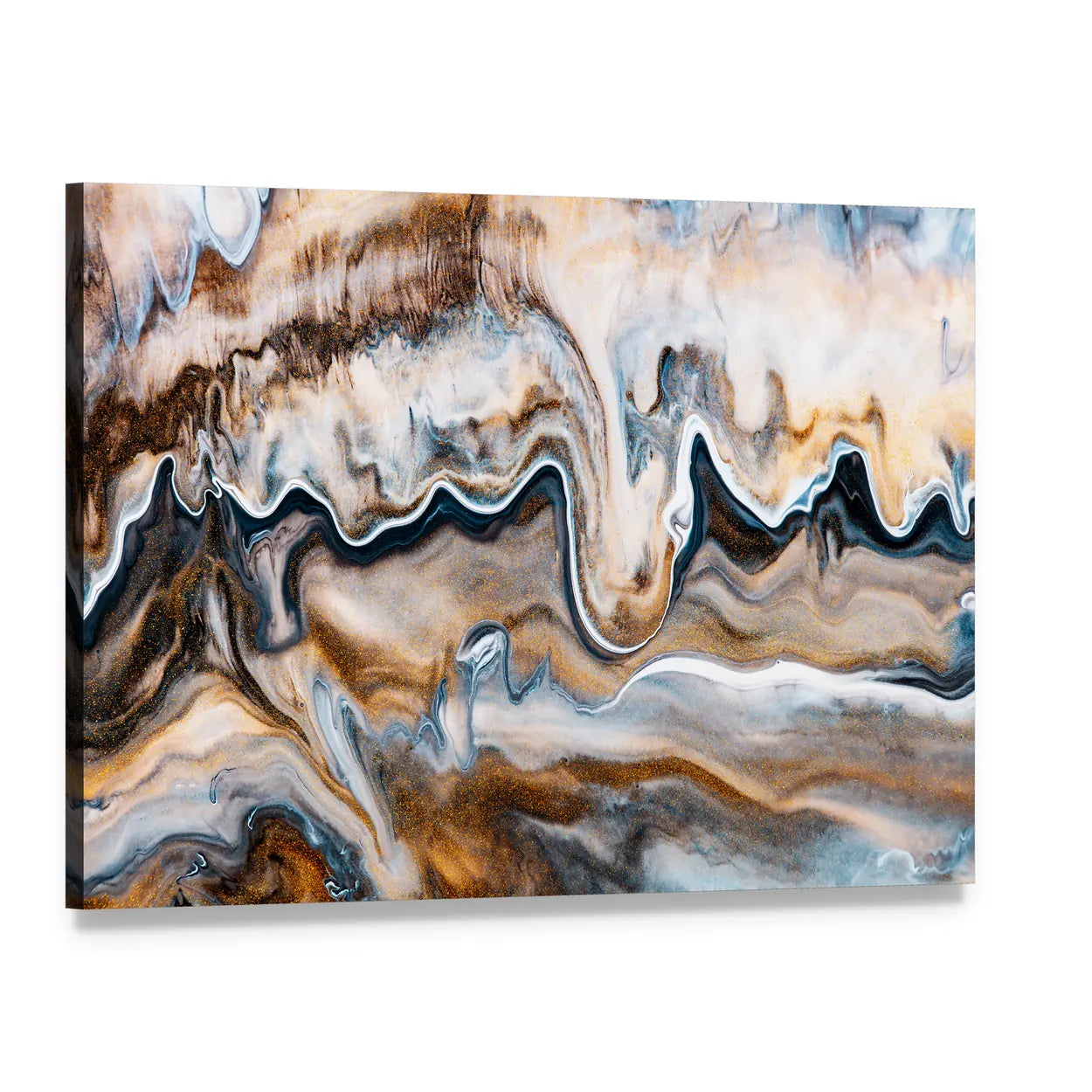 Fluid Art Texture Canvas Wall Art, single panel gallery wrapped canvas, angled product view