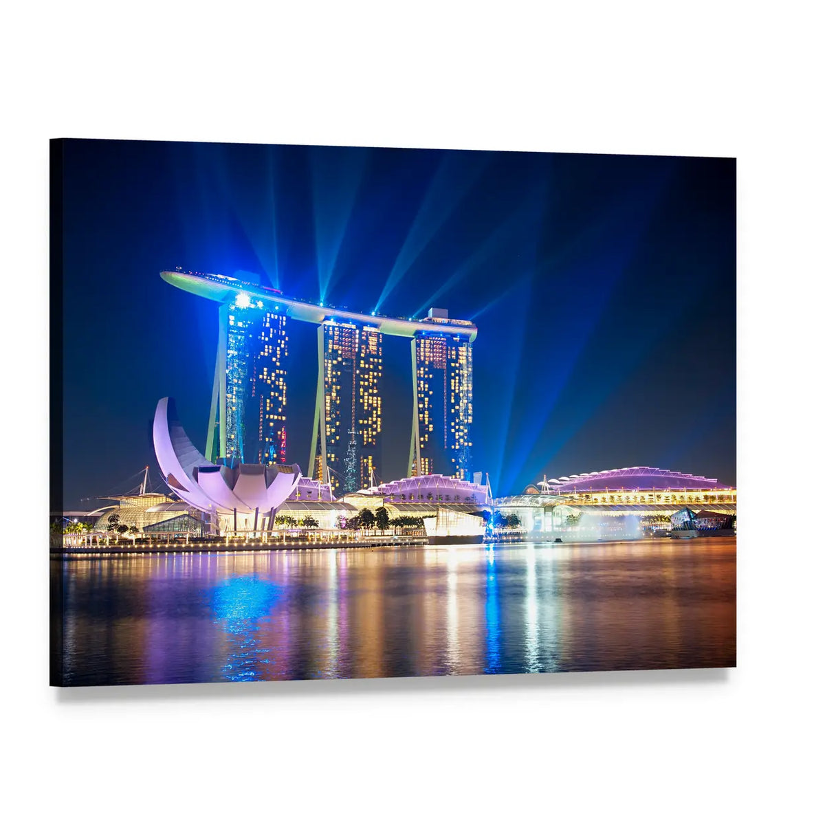 Marina Bay Sands at Night Canvas Wall Art, single panel gallery wrapped canvas, angled product view