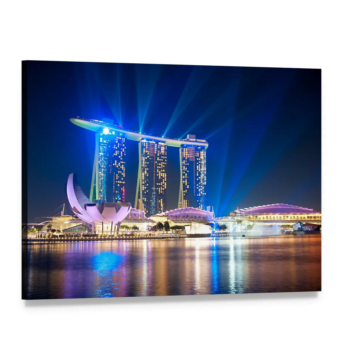 Marina Bay Sands at Night Canvas Wall Art, single panel gallery wrapped canvas, angled product view