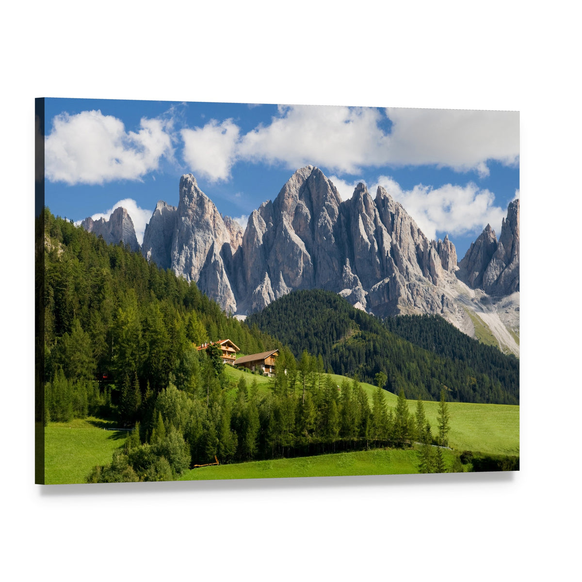 Peaks of the Odle Group Canvas Wall Art, single panel gallery wrapped canvas, angled product view