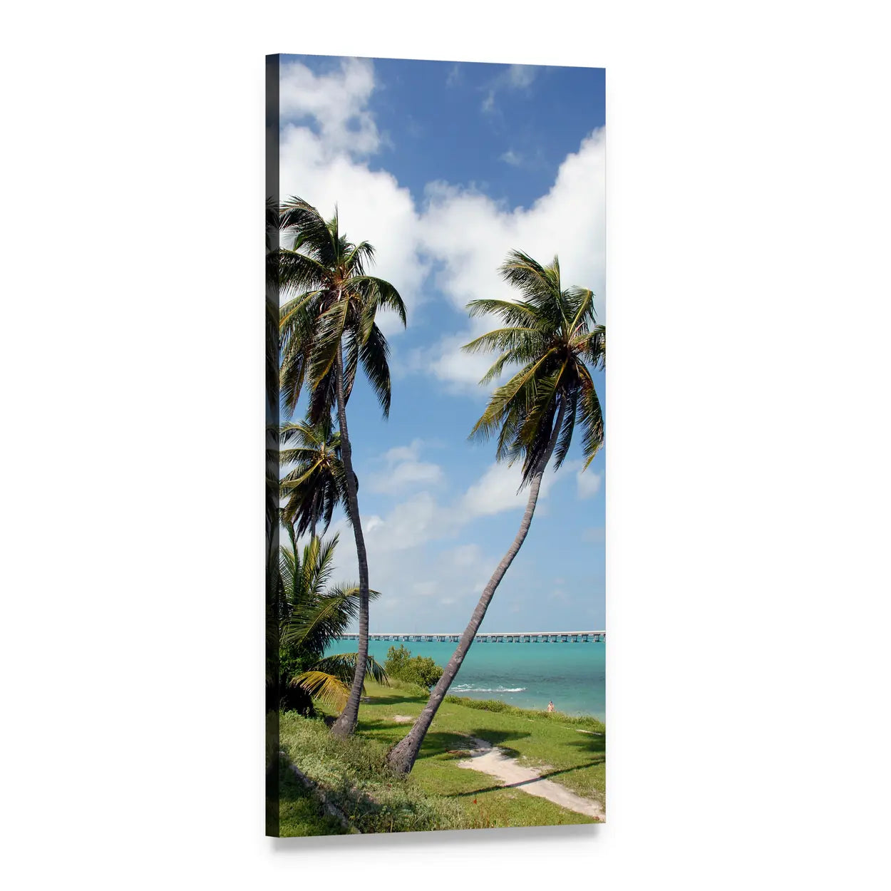 Bahia Honda State Park Beach Scene Vertical Canvas Wall Art, 1 panel 1 Vertical layout gallery wrapped canvas set, angled product view