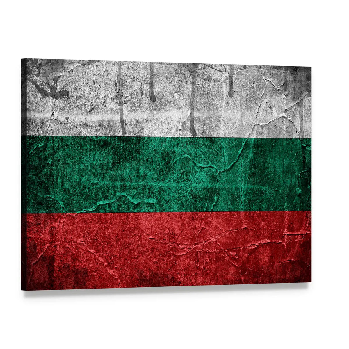Weathered Bulgarian Flag Canvas Wall Art, single panel gallery wrapped canvas, angled product view