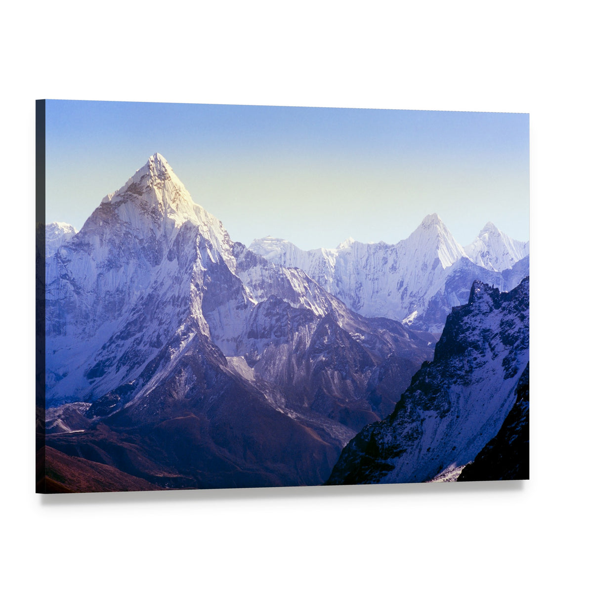 Majestic Mount Everest in Daylight Canvas Wall Art, single panel gallery wrapped canvas, angled product view