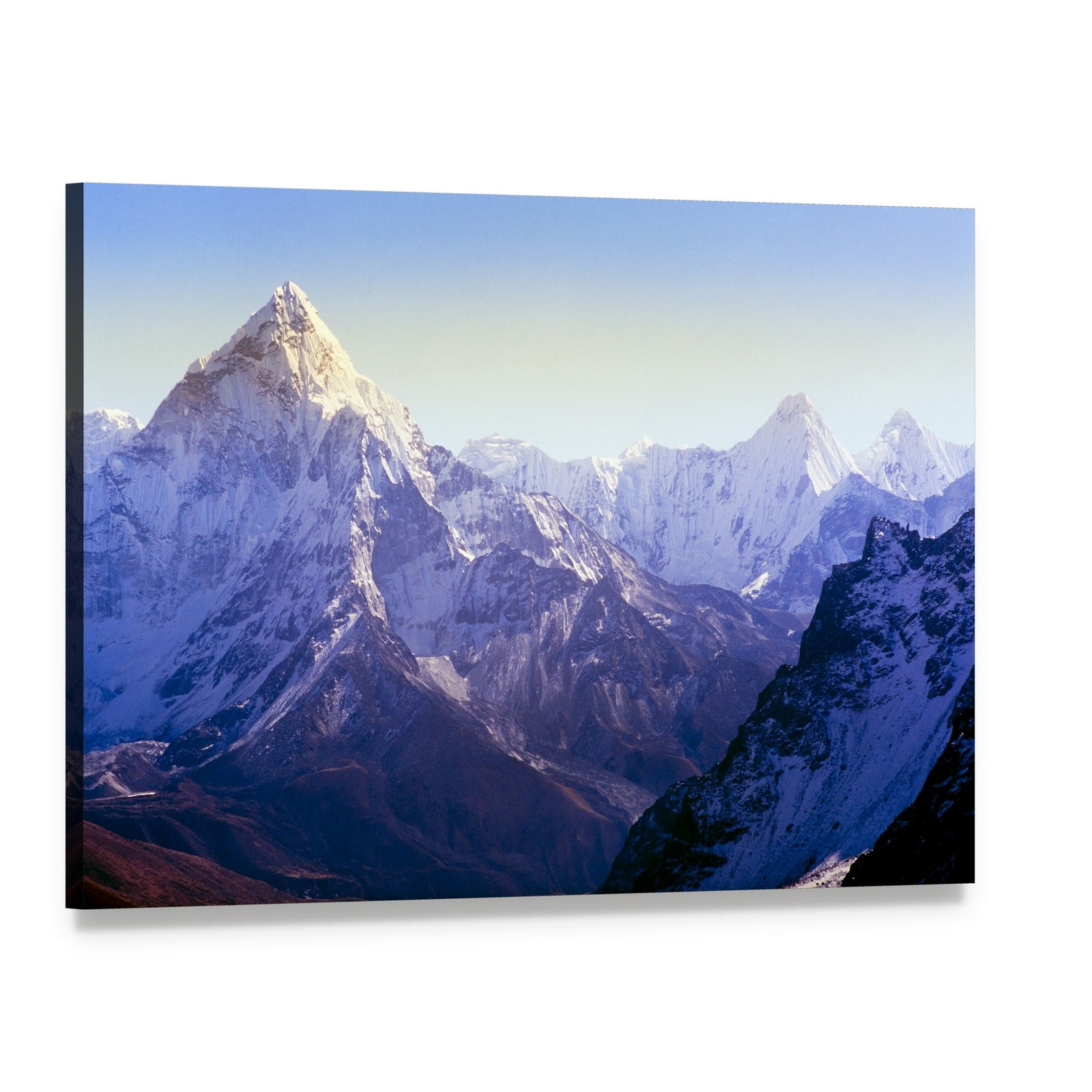 Majestic Mount Everest in Daylight Canvas Wall Art, single panel gallery wrapped canvas, angled product view