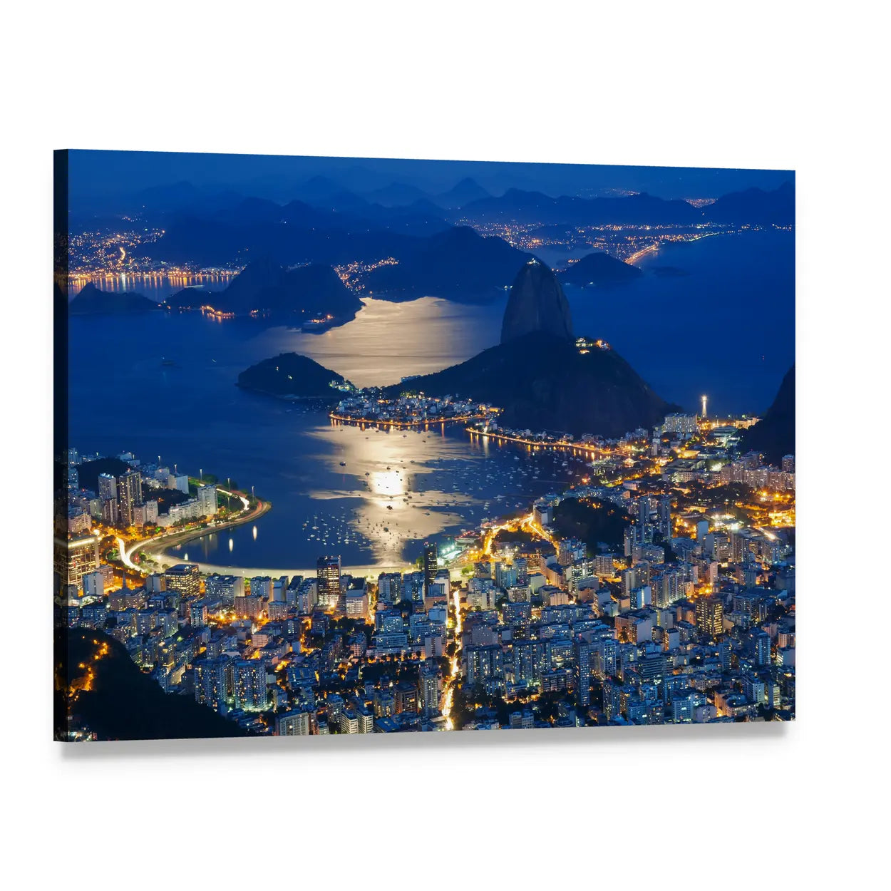Sugarloaf Mountain at Night Canvas Wall Art, single panel gallery wrapped canvas, angled product view