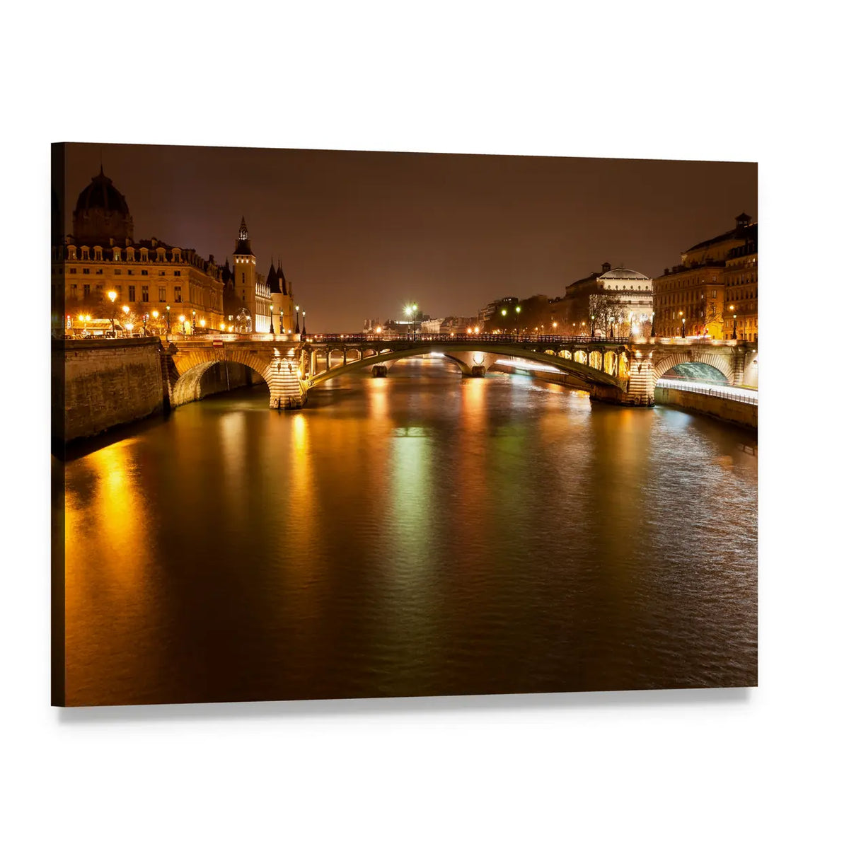 Seine River at Pont Notre-dame, Paris Canvas Wall Art, single panel gallery wrapped canvas, angled product view