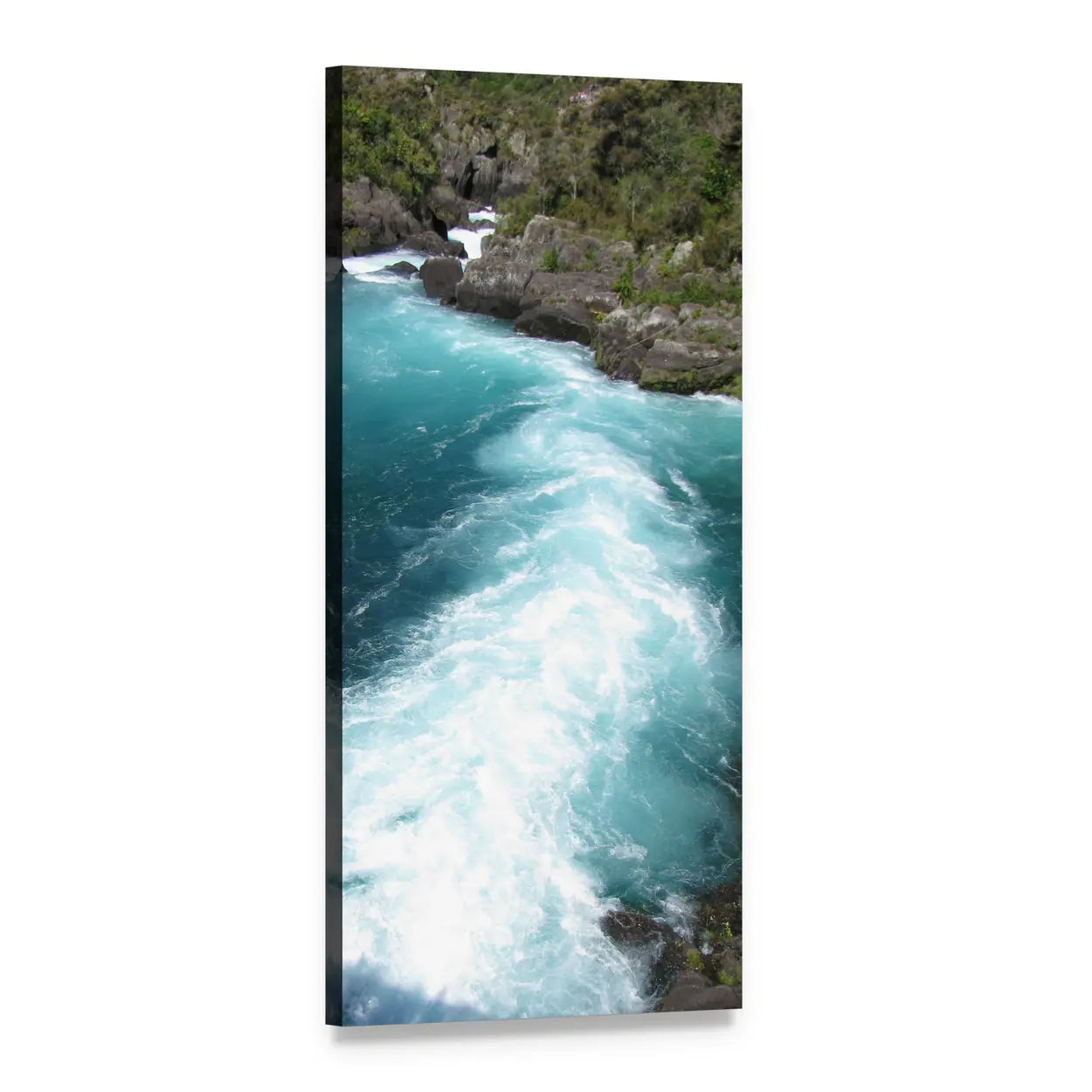 Waikato River Falls Vertical Canvas Wall Art, 1 panel 1 Vertical layout gallery wrapped canvas set, angled product view