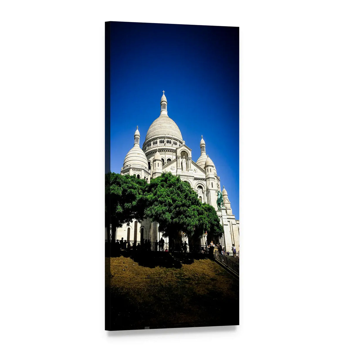 Sacré-cœur Basilica on Grassy Hill Vertical Canvas Wall Art, 1 panel 1 Vertical layout gallery wrapped canvas set, angled product view