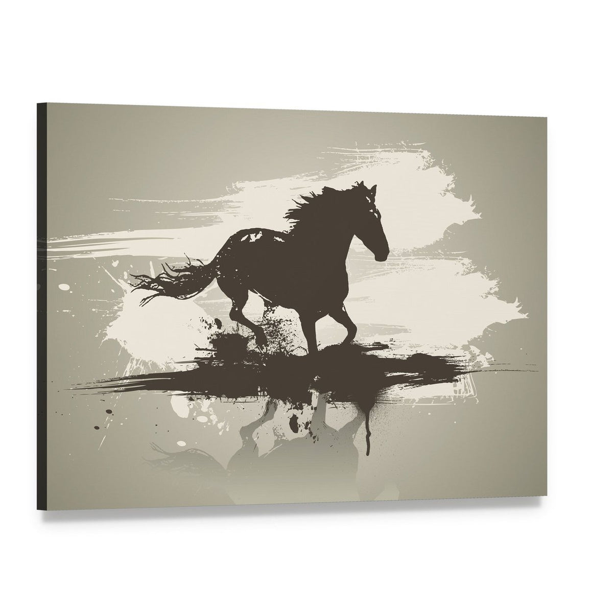 Horse Illustration Canvas Wall Art, single panel gallery wrapped canvas, angled product view