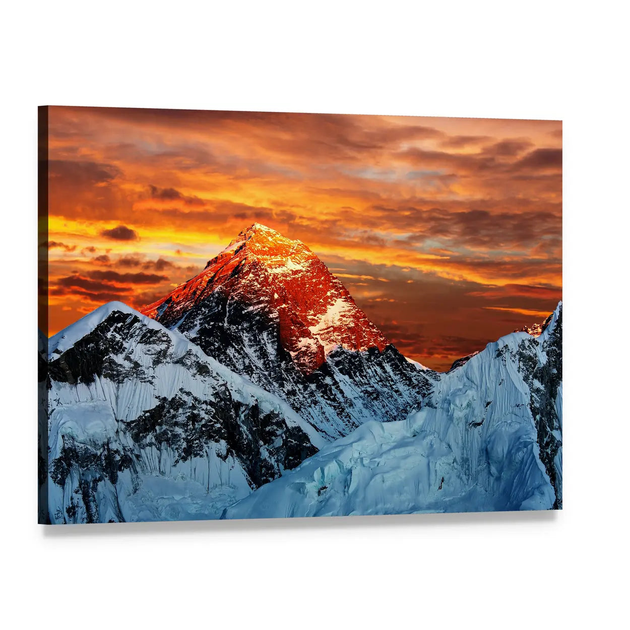 Everest in Alpenglow Canvas Wall Art, single panel gallery wrapped canvas, angled product view