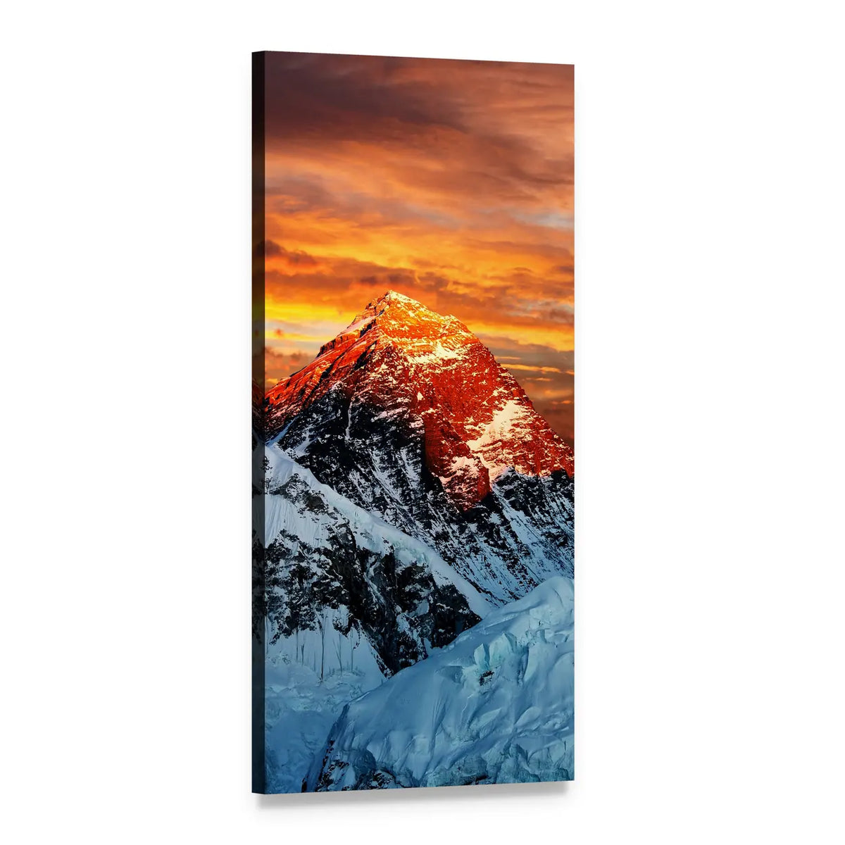 Everest at Golden Sunset Vertical Canvas Wall Art, 1 panel 1 Vertical layout gallery wrapped canvas set, angled product view