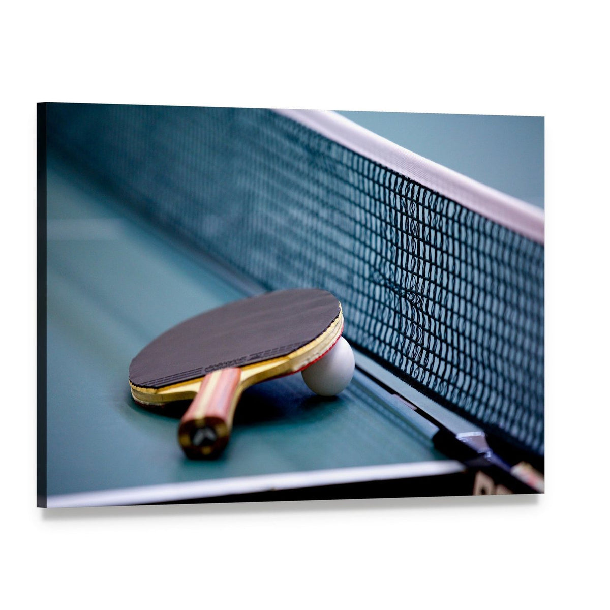 Table Tennis Canvas Wall Art, single panel gallery wrapped canvas, angled product view