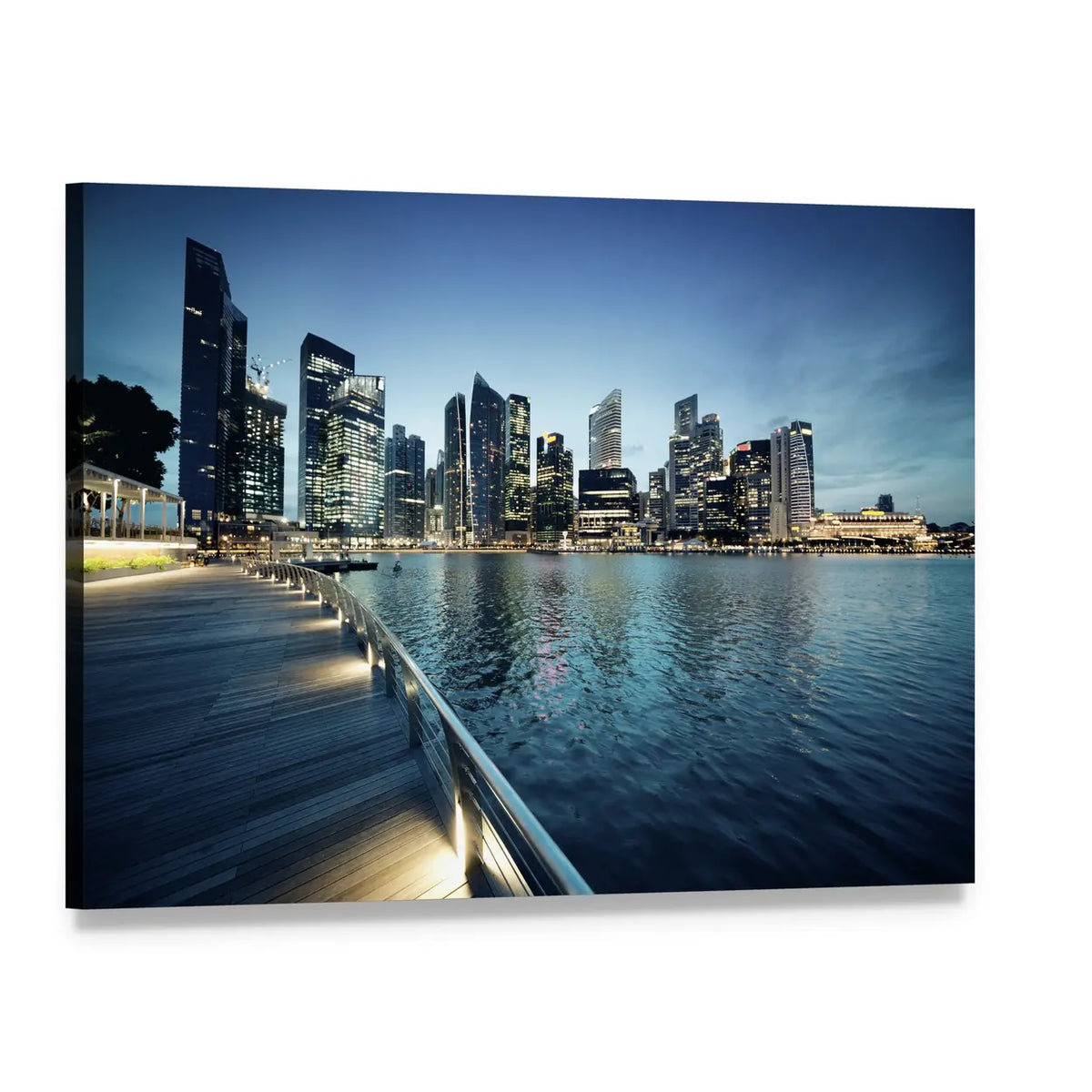 Singapore Skyline at Sunset Canvas Wall Art, single panel gallery wrapped canvas, angled product view