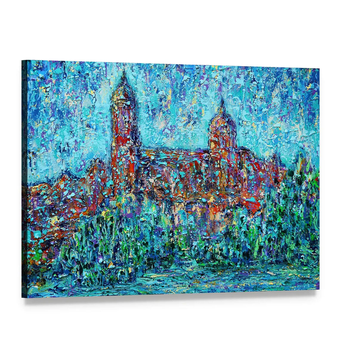 Salamanca Abstract Waterfront Cityscape Canvas Wall Art, single panel gallery wrapped canvas, angled product view
