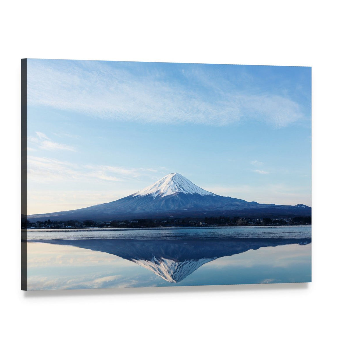 Inverted Mt Fuji Reflection Canvas Wall Art, single panel gallery wrapped canvas, angled product view