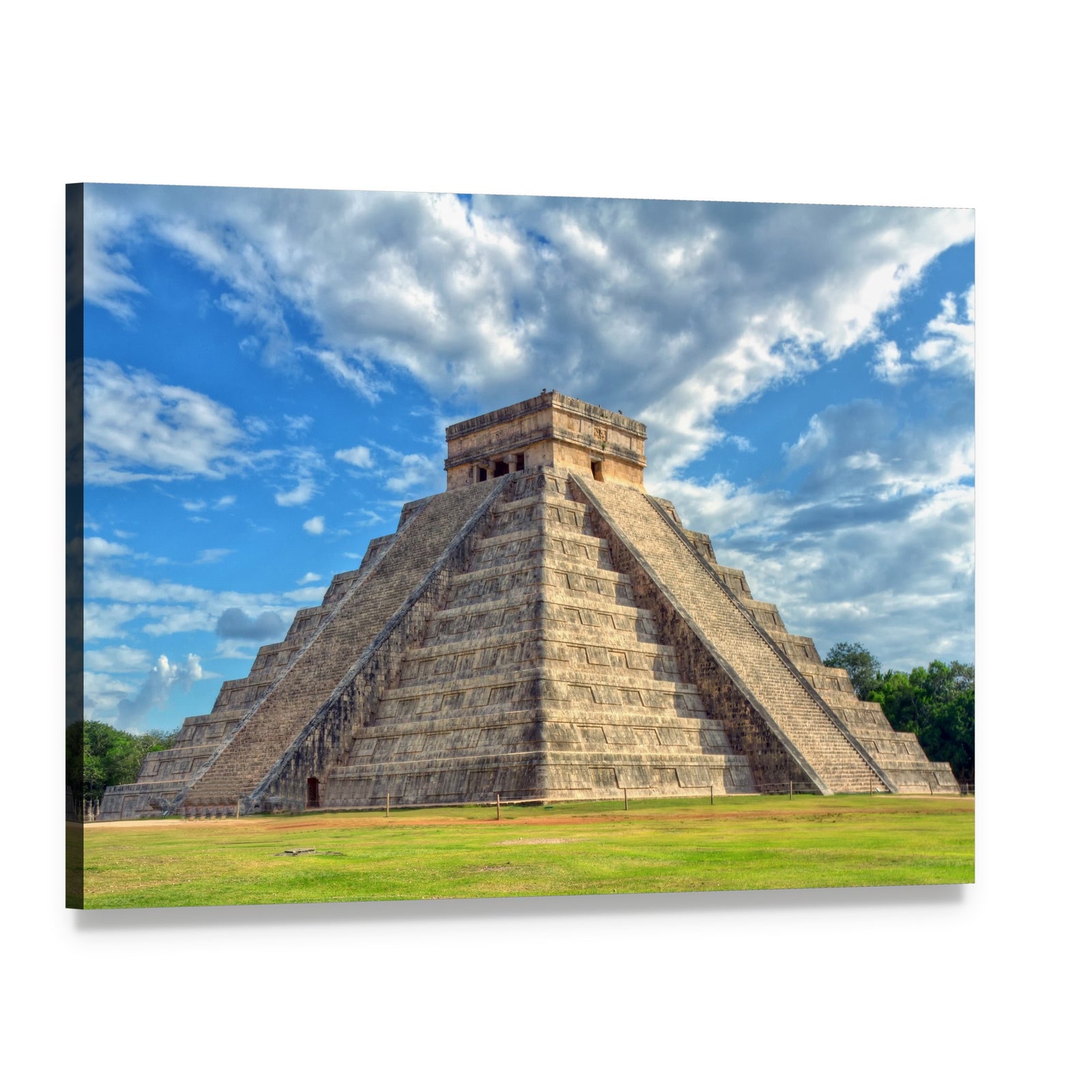 Mayan Pyramid at Chichen Itza Canvas Wall Art, single panel gallery wrapped canvas, angled product view