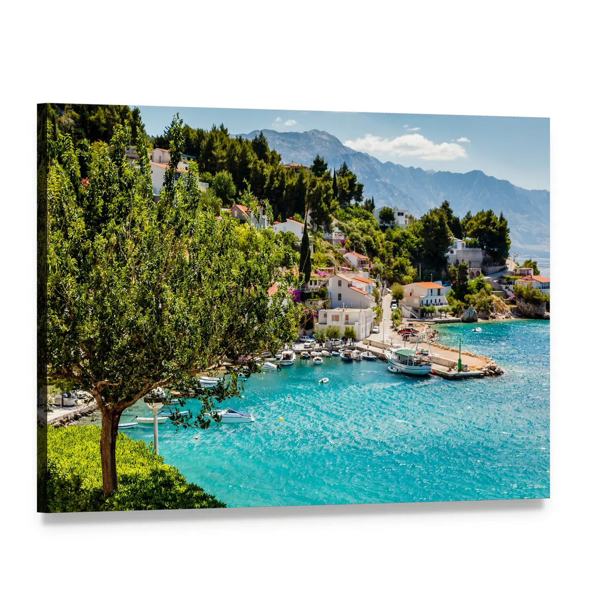 Adriatic Bay Village Canvas Wall Art, single panel gallery wrapped canvas, angled product view