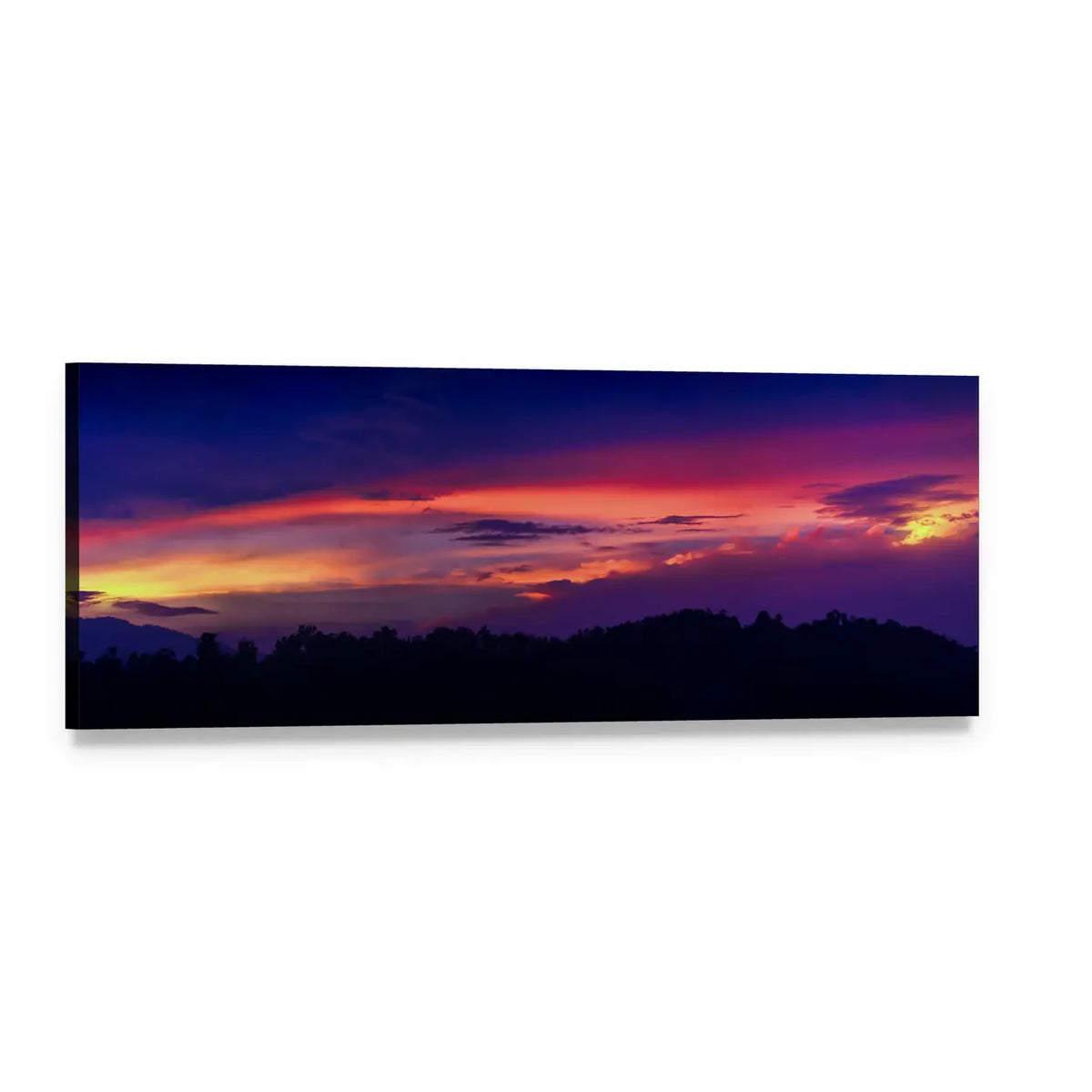 Mountain at Twilight Panoramic Canvas Wall Art, single panel gallery wrapped canvas, angled product view