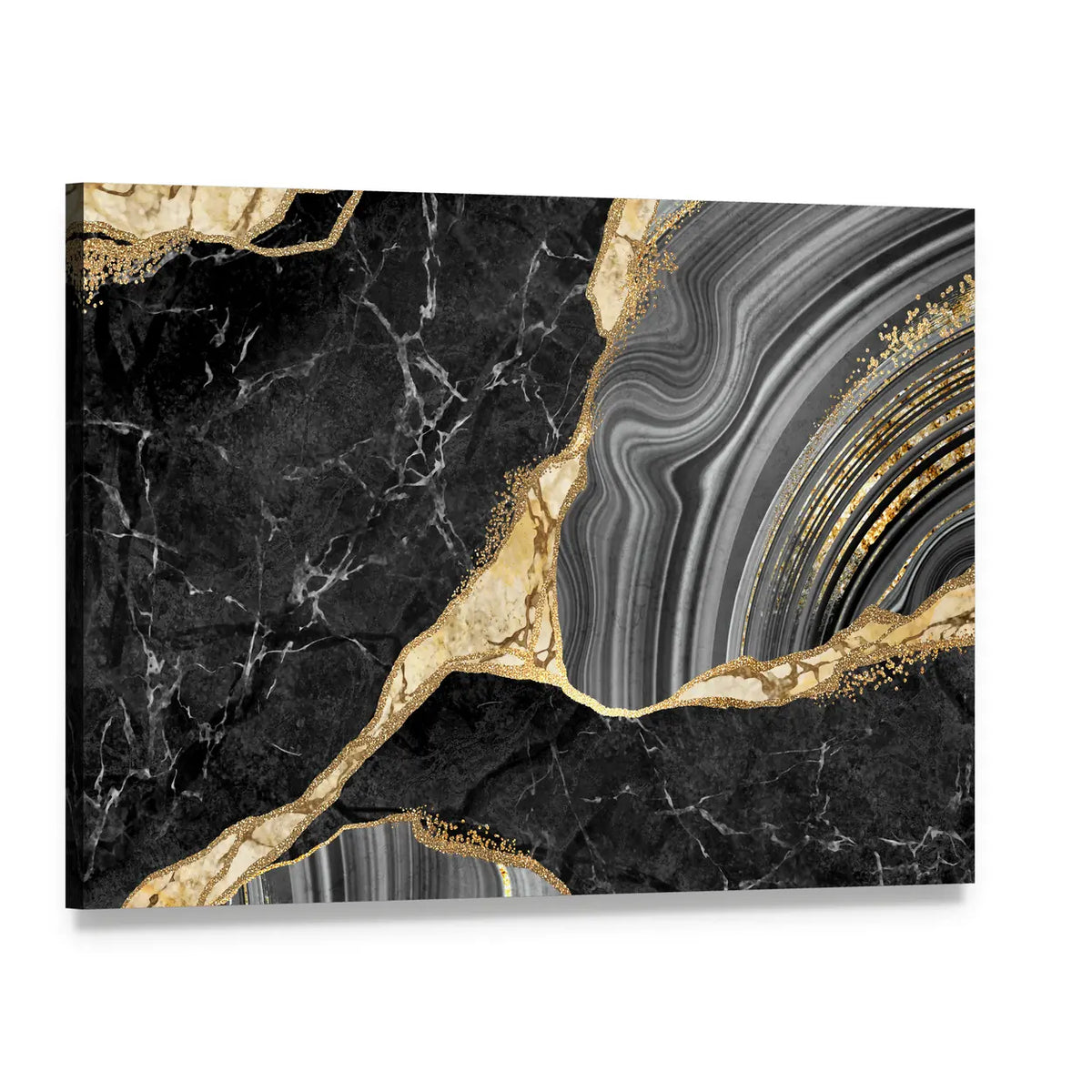 Gold-flecked Marble and Agate Texture Canvas Wall Art, single panel gallery wrapped canvas, angled product view