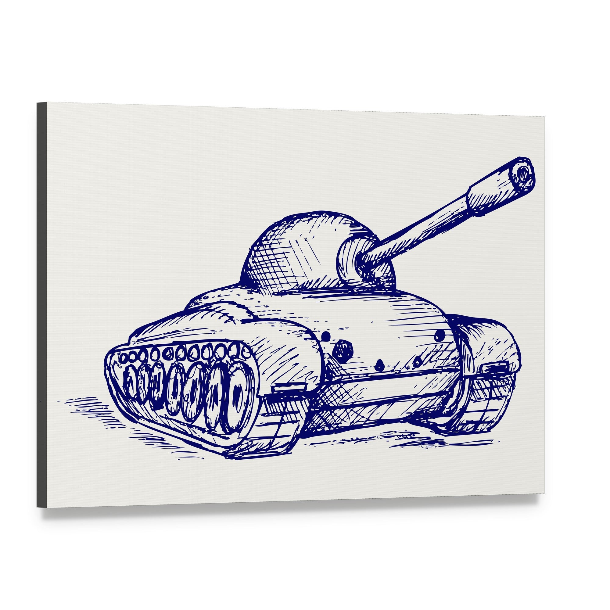 Main Battle Tank Pen Sketch Canvas Wall Art, single panel gallery wrapped canvas, angled product view