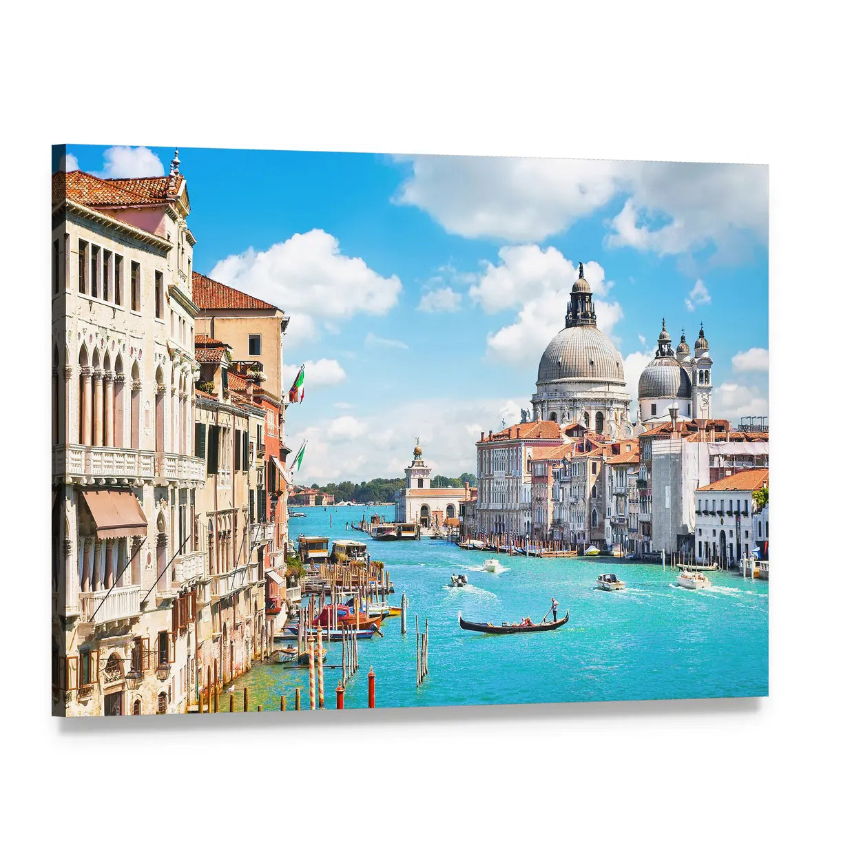 Canal Grande and Santa Maria Della Salute Canvas Wall Art, single panel gallery wrapped canvas, angled product view