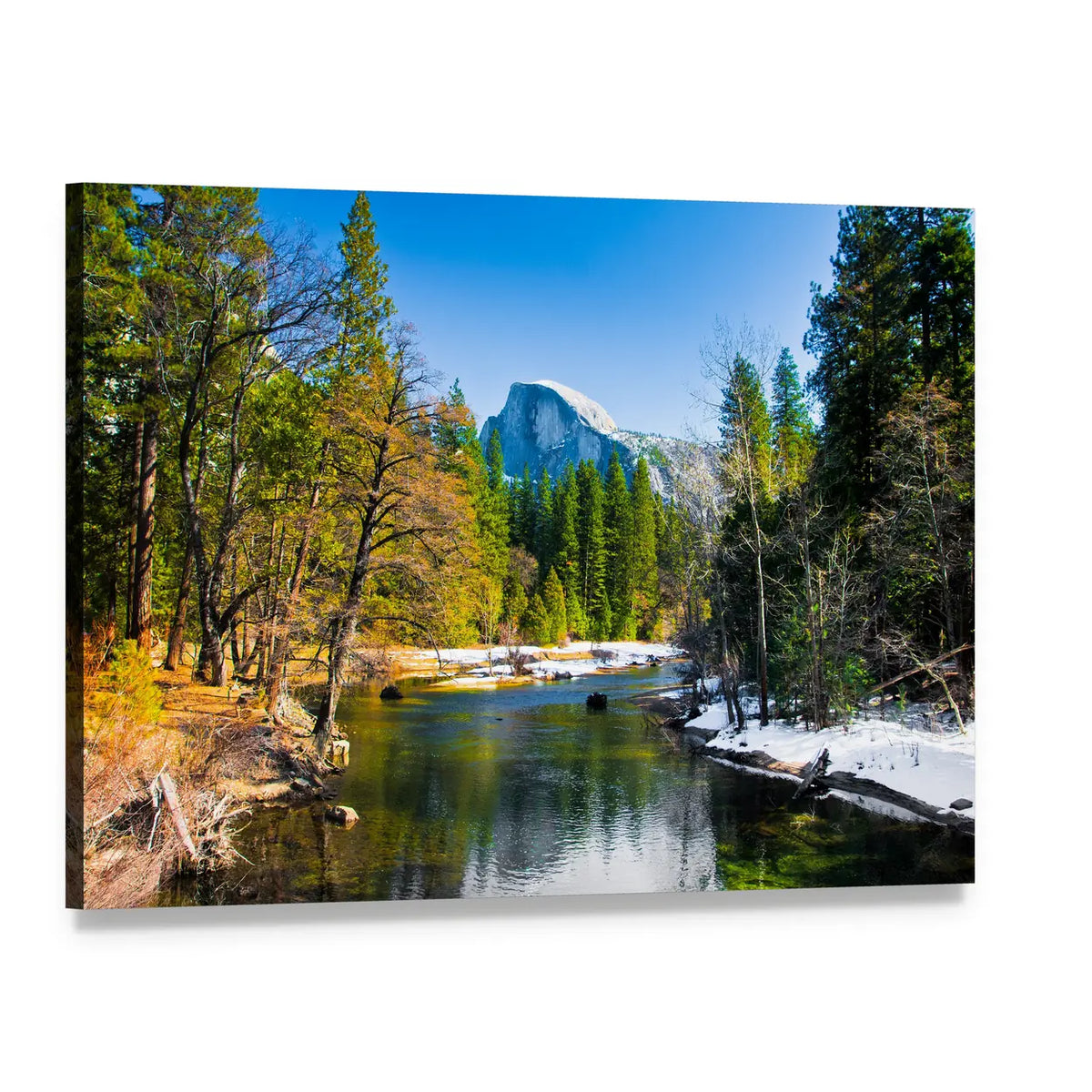 Lake Near Half Dome Rock Canvas Wall Art, single panel gallery wrapped canvas, angled product view