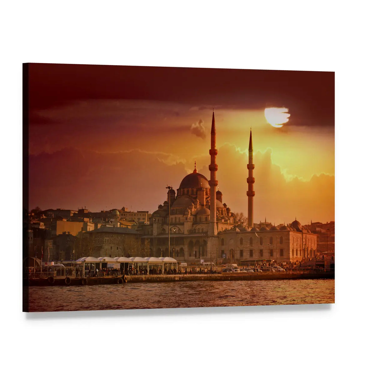 Suleymaniye Mosque At Sunset In Istanbul Canvas Wall Art, single panel gallery wrapped canvas, angled product view