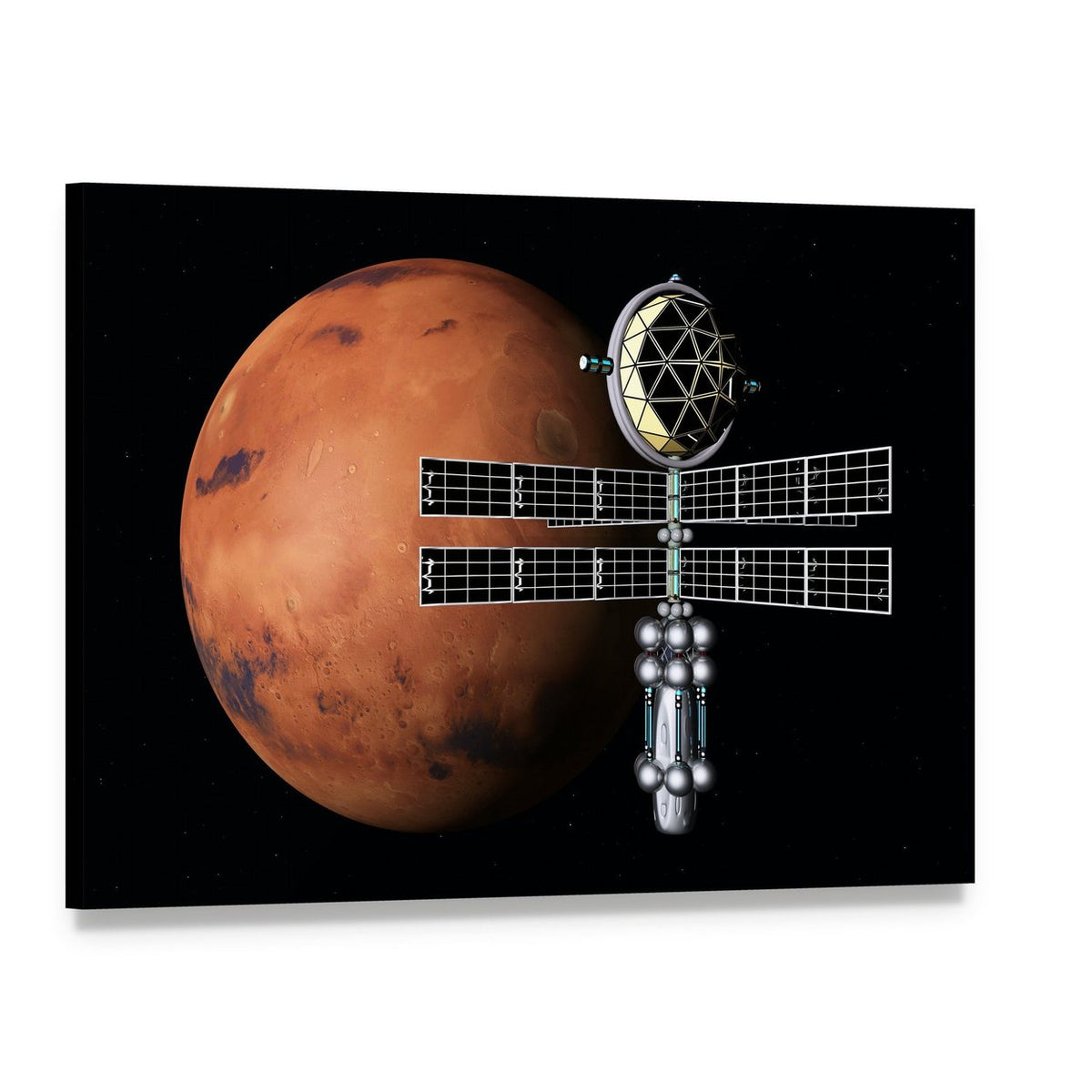 Mars with Space Probe Canvas Wall Art, single panel gallery wrapped canvas, angled product view