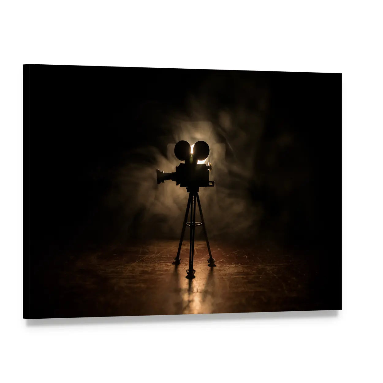 Vintage Film Camera on Tripod Canvas Wall Art, single panel gallery wrapped canvas, angled product view