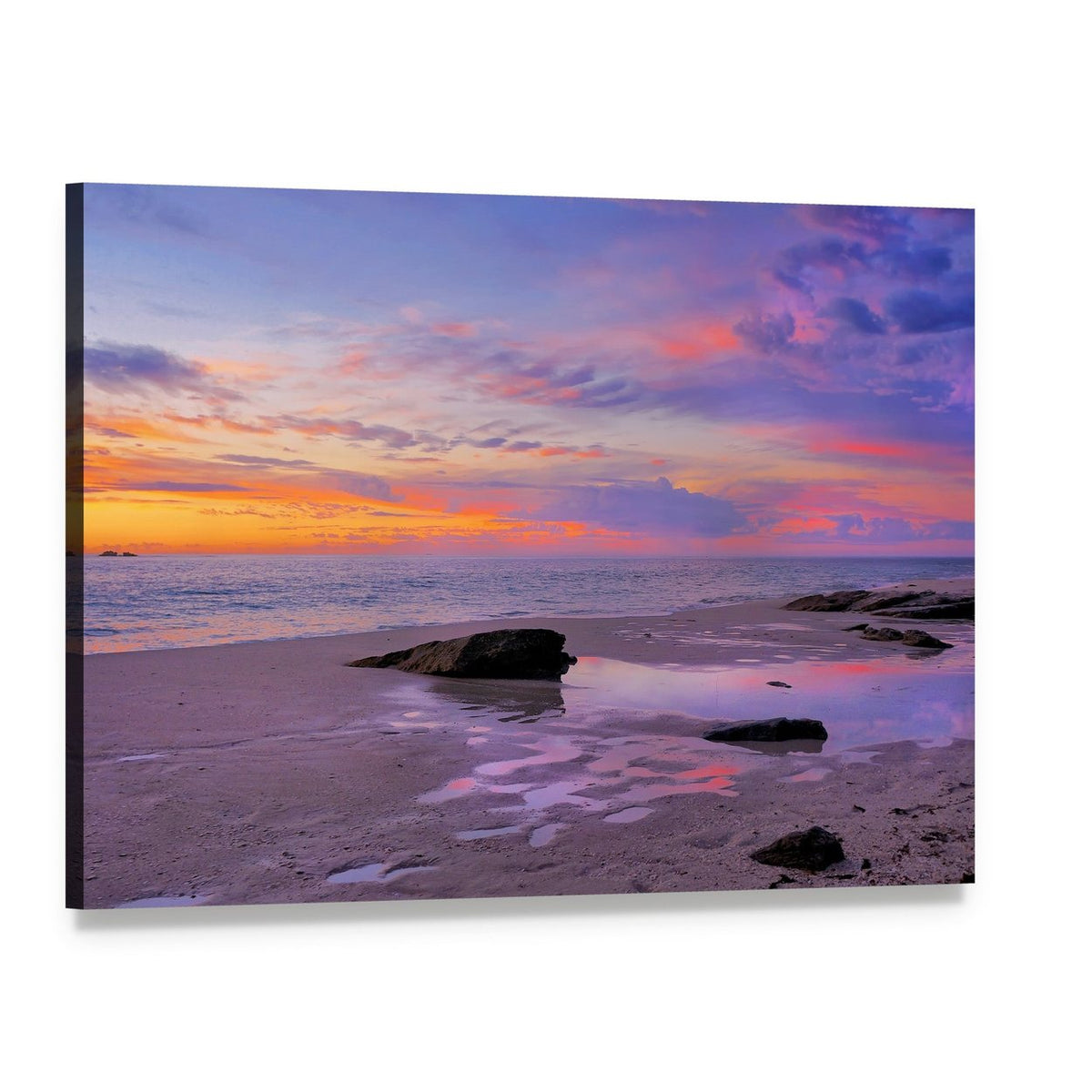 Perth Beach at Sunset Canvas Wall Art, single panel gallery wrapped canvas, angled product view