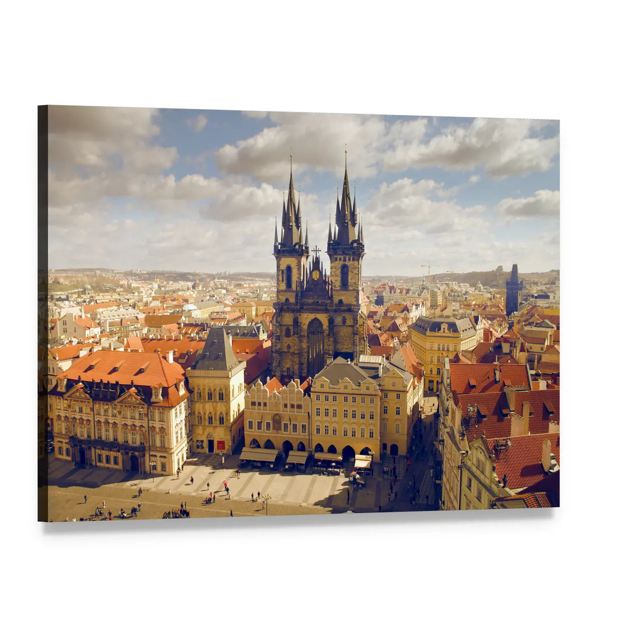 Main Square in Prague Canvas Wall Art, single panel gallery wrapped canvas, angled product view