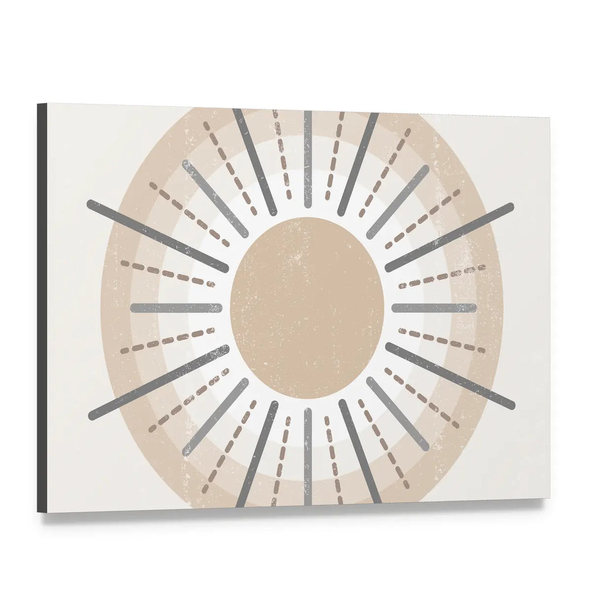 Minimalist Boho Sun Print Canvas Wall Art, single panel gallery wrapped canvas, angled product view