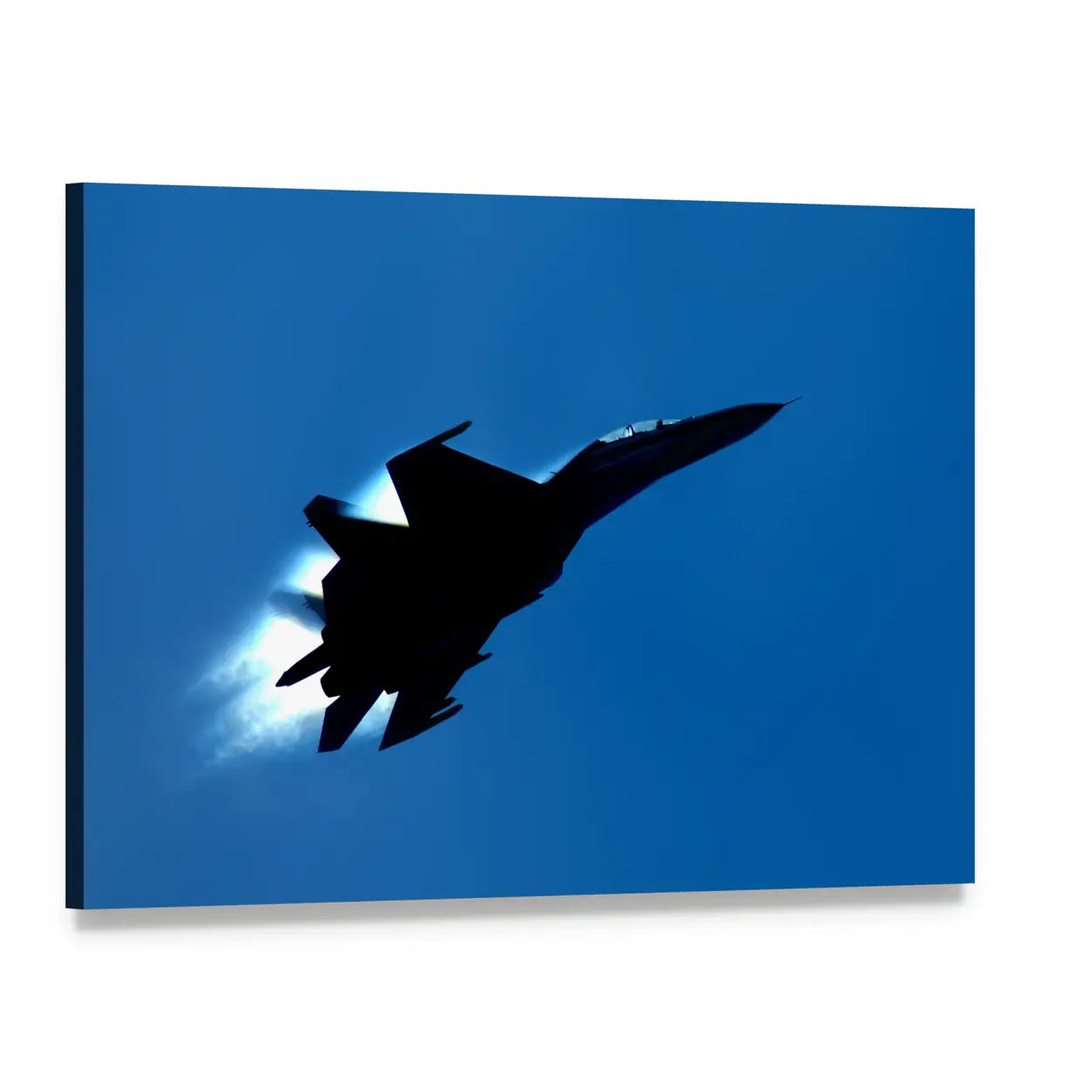 Su-27 Fighter Jet Silhouette Canvas Wall Art, single panel gallery wrapped canvas, angled product view