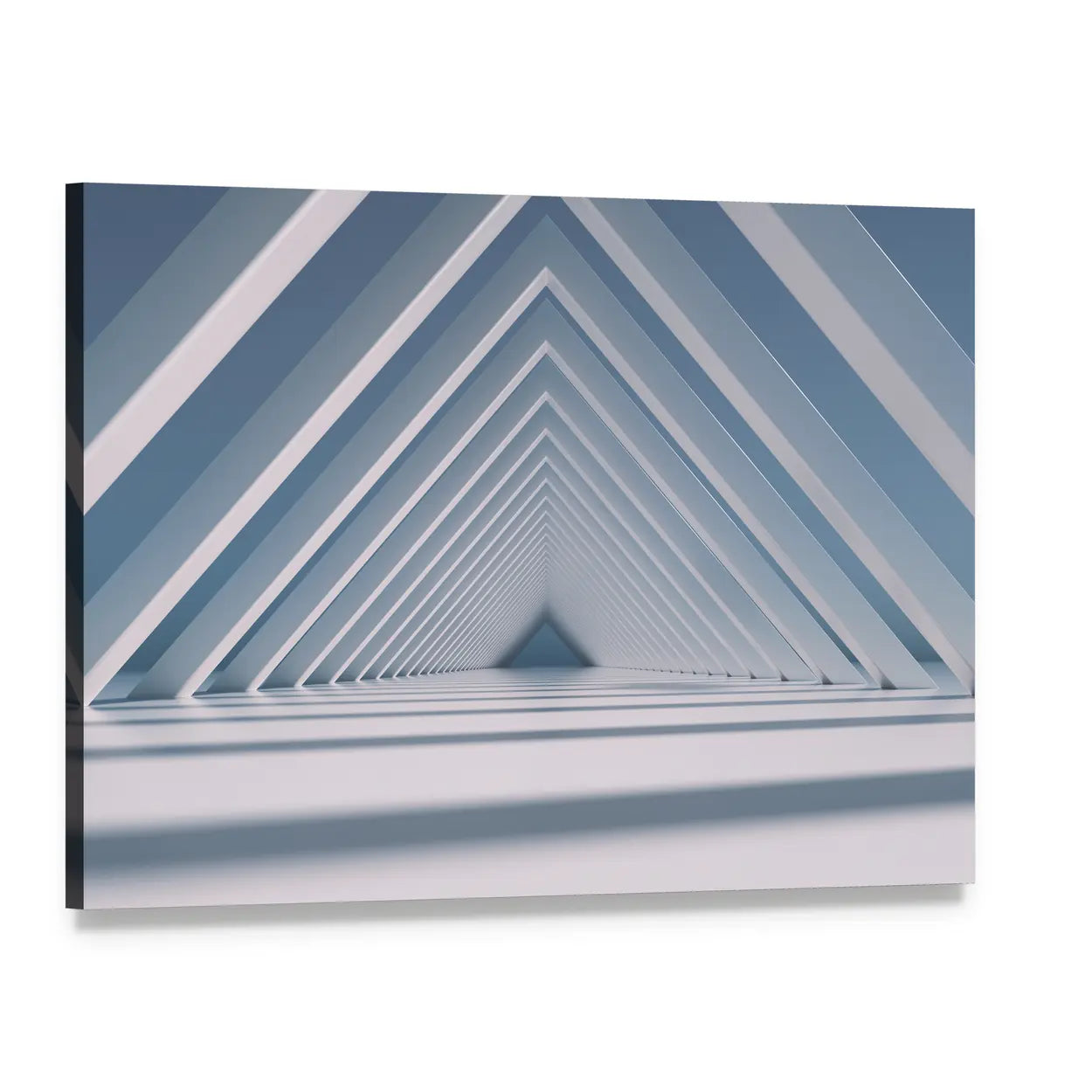 Triangular Tunnel Abstract Canvas Wall Art, single panel gallery wrapped canvas, angled product view