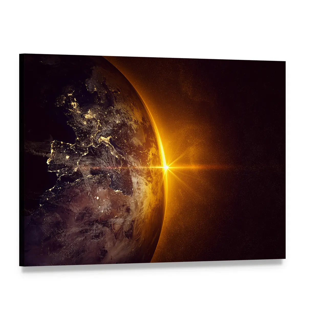 Sunrise on Planet Earth Canvas Wall Art, single panel gallery wrapped canvas, angled product view