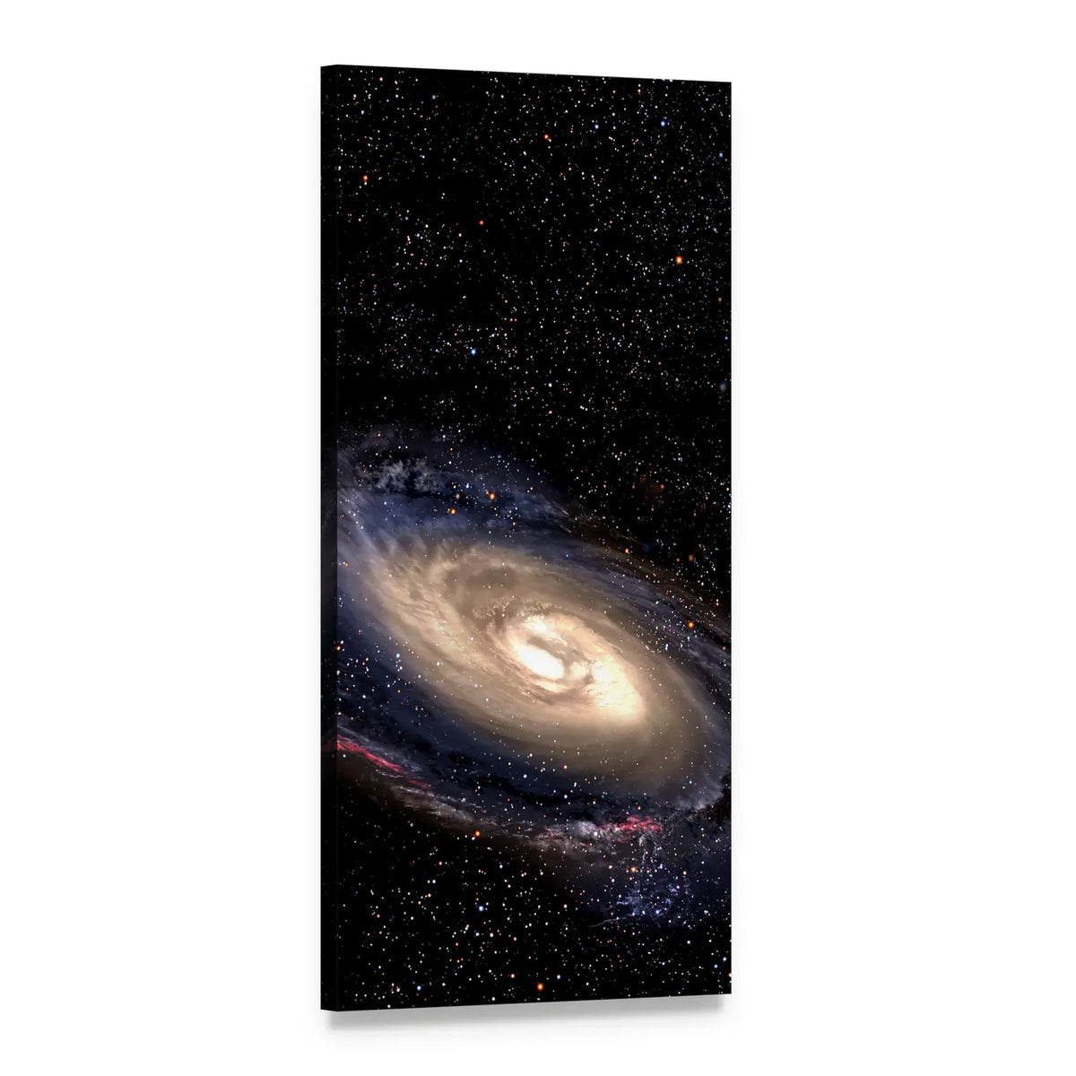 Spiral Galaxy with Luminous Core Vertical Canvas Wall Art, 1 panel 1 Vertical layout gallery wrapped canvas set, angled product view