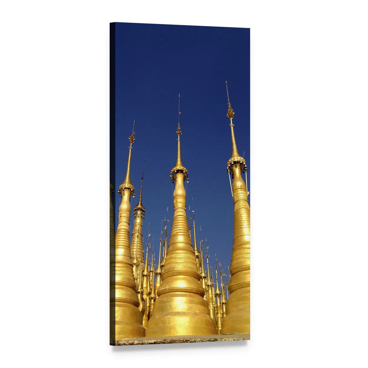 Pagoda Spires in Myanmar Vertical Canvas Wall Art, 1 panel 1 Vertical layout gallery wrapped canvas set, angled product view