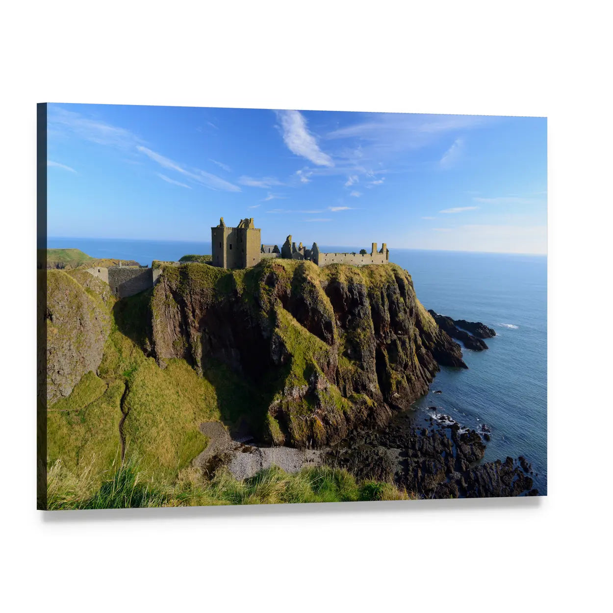 Dunnottar Castle on Coastal Cliffs Canvas Wall Art, single panel gallery wrapped canvas, angled product view