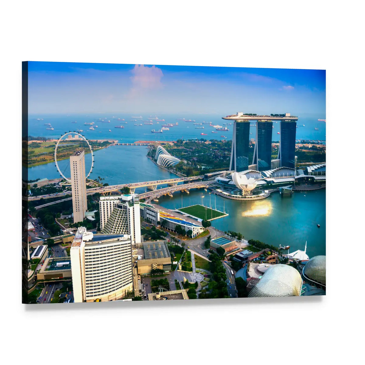 Singapore Skyline at Sunset Canvas Wall Art, single panel gallery wrapped canvas, angled product view