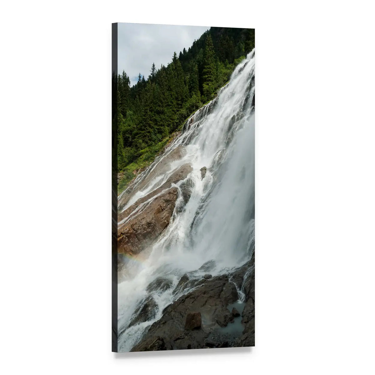Grawa Waterfall in Austria Vertical Canvas Wall Art, 1 panel 1 Vertical layout gallery wrapped canvas set, angled product view