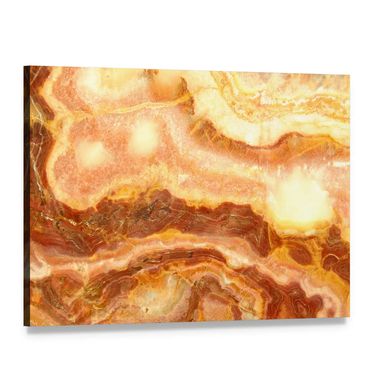 Amber Onyx Marble Layers Canvas Wall Art, single panel gallery wrapped canvas, angled product view