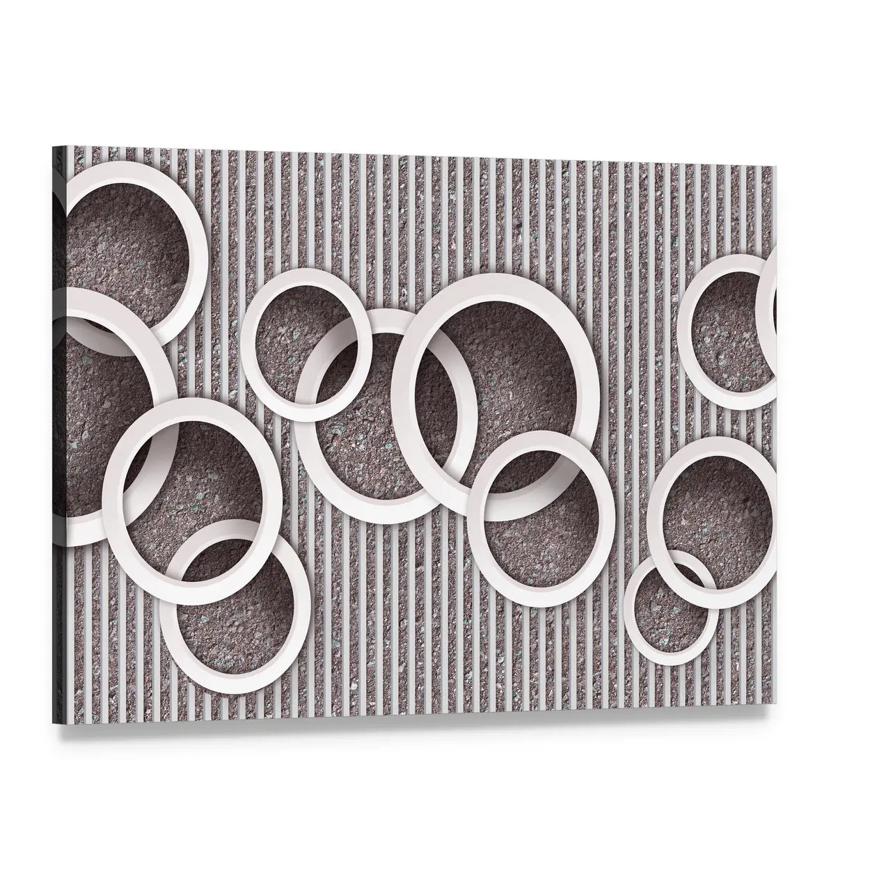 3d Interlocking Circles Illustration Canvas Wall Art, single panel gallery wrapped canvas, angled product view