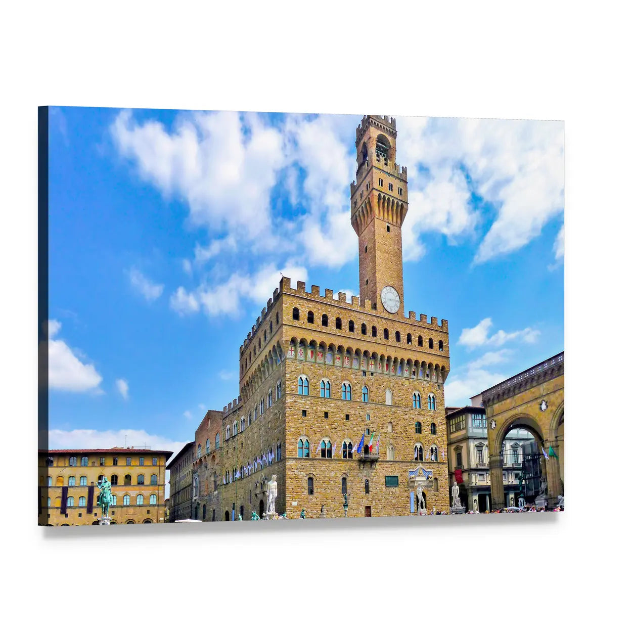 Piazza Della Signoria Canvas Wall Art, single panel gallery wrapped canvas, angled product view