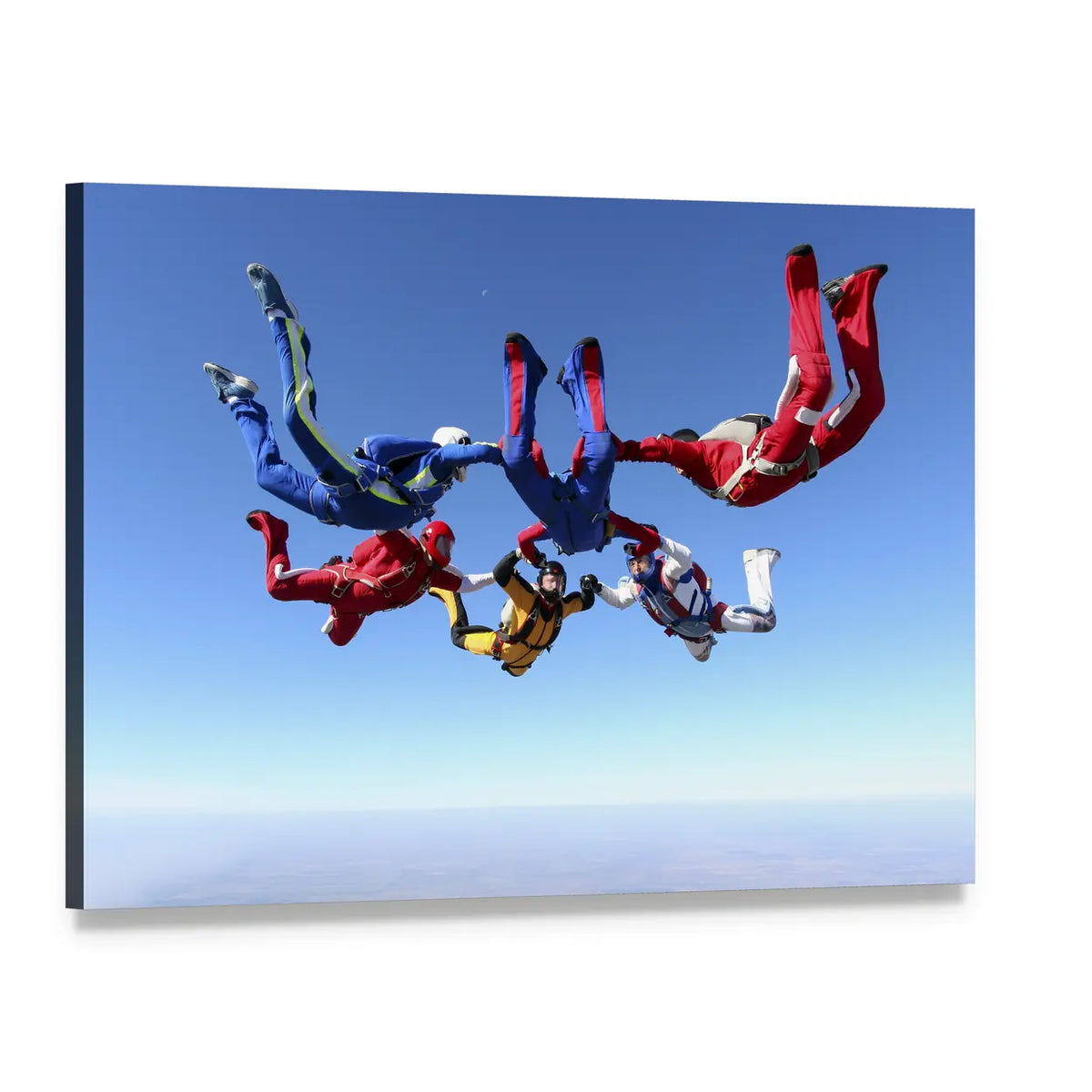 Skydivers Ring in Free Fall Canvas Wall Art, single panel gallery wrapped canvas, angled product view