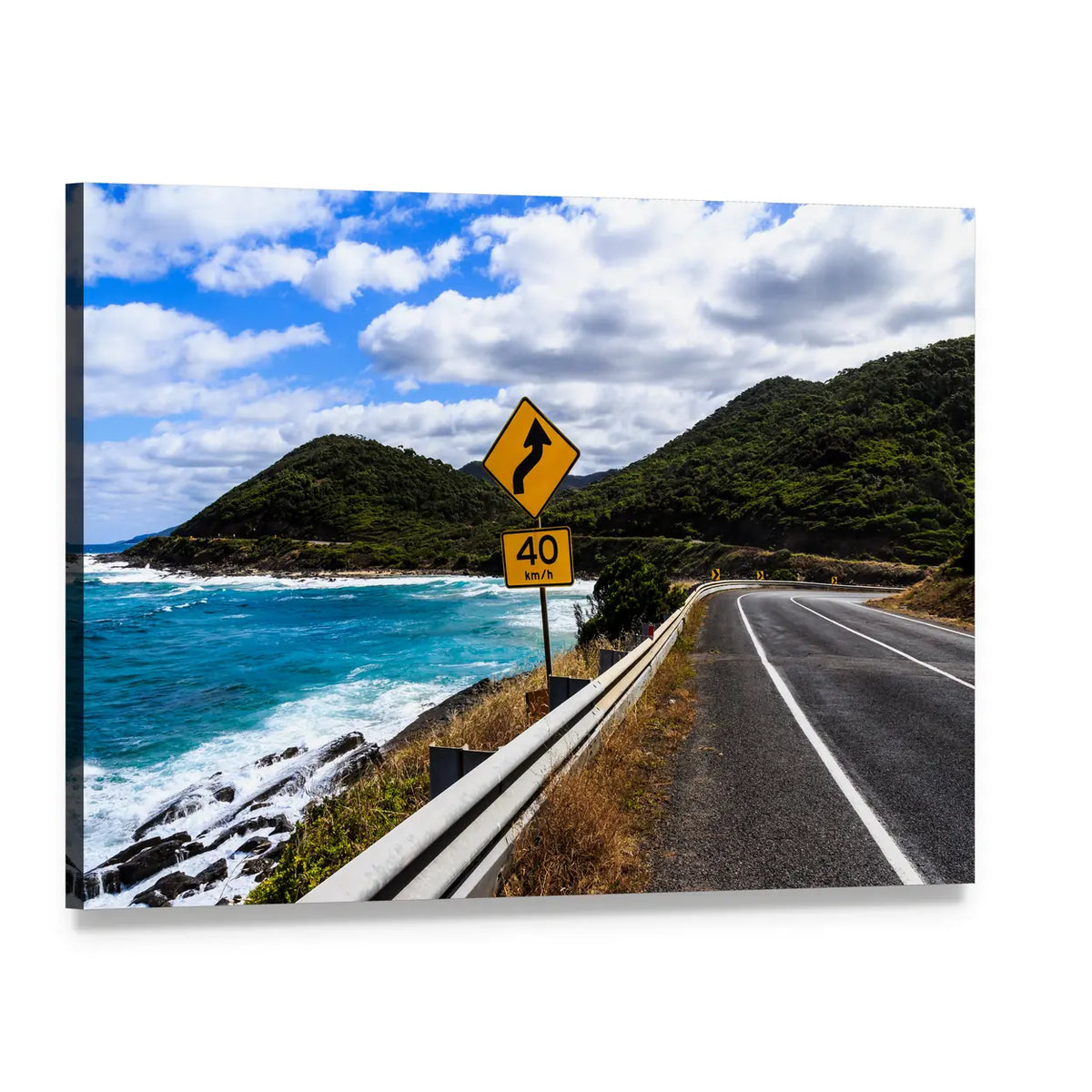 Great Ocean Road Australia Canvas Wall Art, single panel gallery wrapped canvas, angled product view