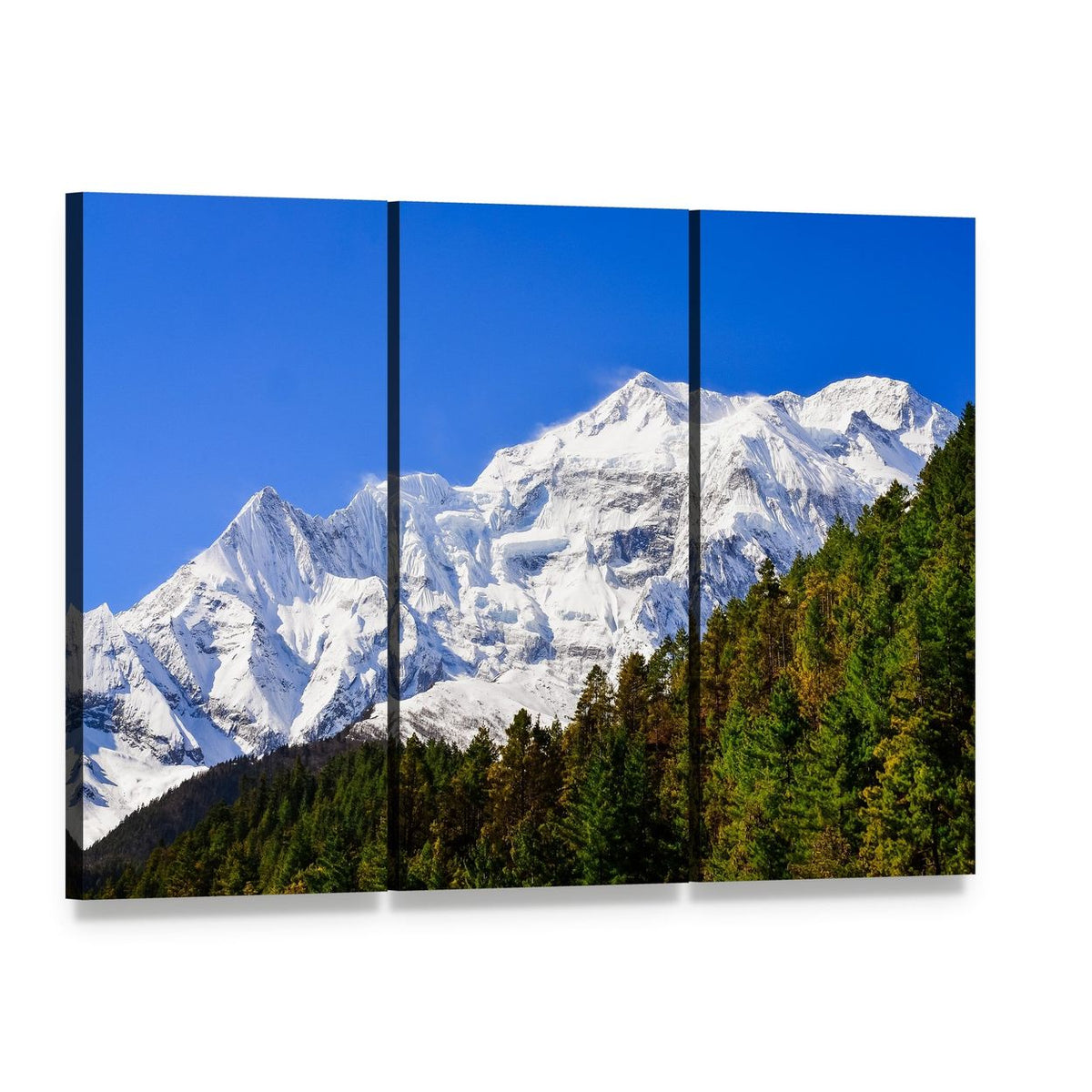 Himalayas Snow-capped Peak Canvas Wall Art, 3 panel 3 Horizontal layout gallery wrapped canvas set, angled product view